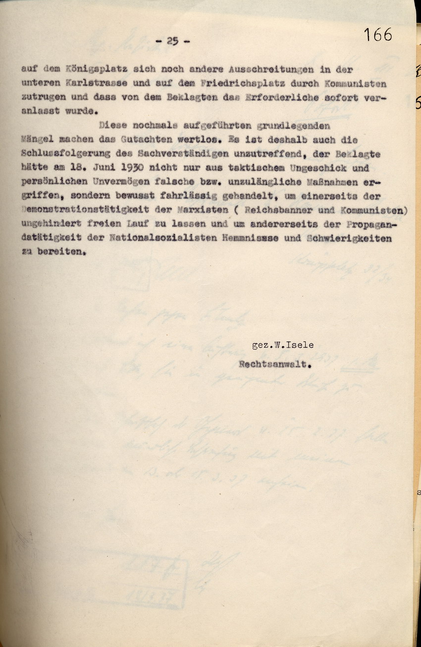 Rechtsanwalt Isele: Erwiderung auf den Schriftsatz der Anwaltskanzlei Rocholl vom 5. Januar 1937, Kassel, den 15. Februar 1937.