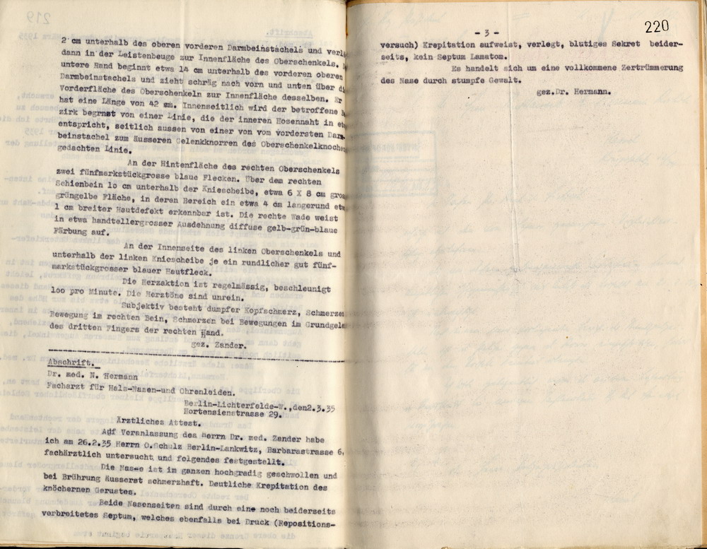 Rechtanwalt Isele an die Anwaltskanzlei Rocholl: Verweis auf den schlechten Gesundheitszustand seines Mandanten Schulz nebst zwei medizinischen Gutachten, Kassel, den 15. Oktober 1937.