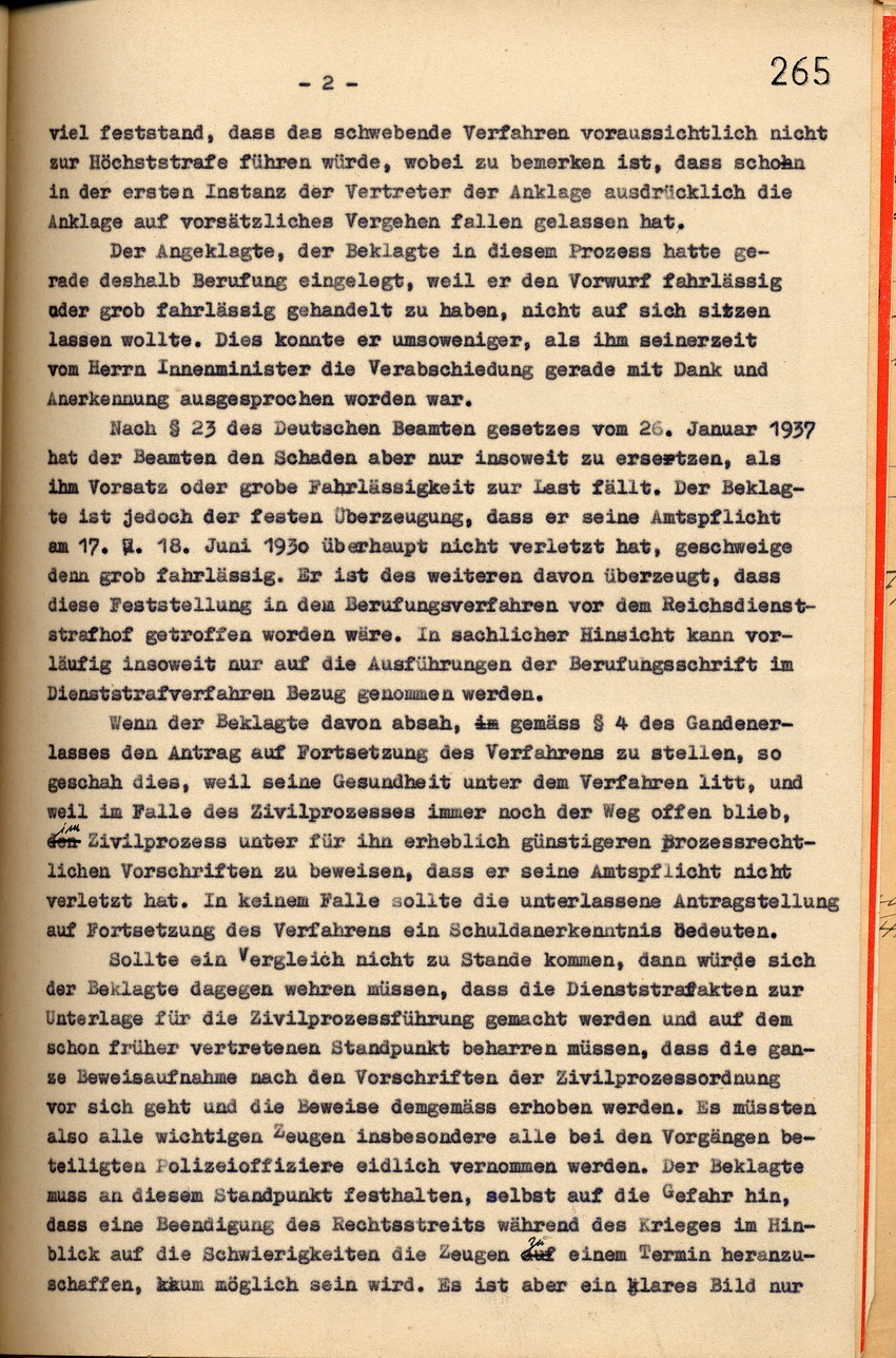 Rechtsanwalt Isele an das Landgericht Kassel: Annahme des erneuten Vergleichsvorschlags der gegnerischen Partei vom 8. Oktober 1940, Kassel, den 17. Oktober 1940.