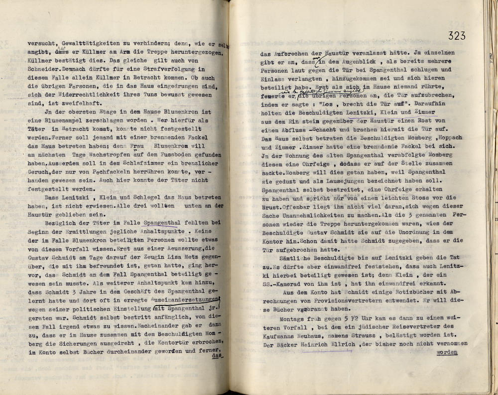 Ausführlicher Bericht der Staatspolizeistelle Kassel über die Ausschreitungen gegen jüdische Mitbürger in Spangenberg in der Nacht vom 15. auf den 16. September 1935 mit Ermittlungsergebnissen, Spangenberg, den 30. September 1935.
