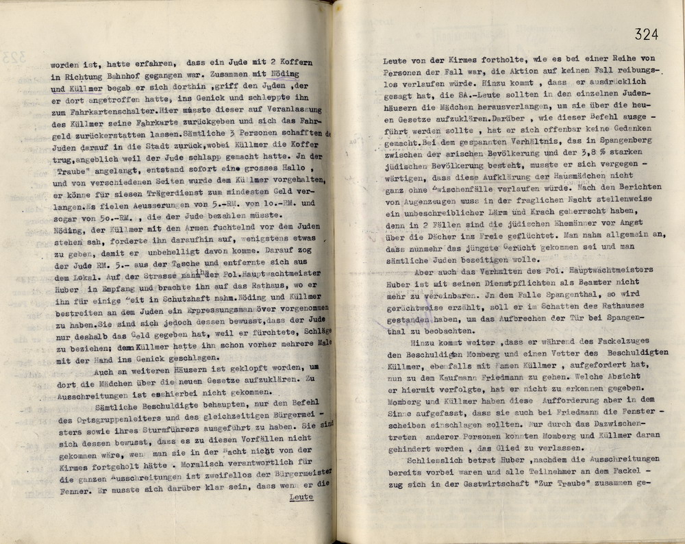 Ausführlicher Bericht der Staatspolizeistelle Kassel über die Ausschreitungen gegen jüdische Mitbürger in Spangenberg in der Nacht vom 15. auf den 16. September 1935 mit Ermittlungsergebnissen, Spangenberg, den 30. September 1935.