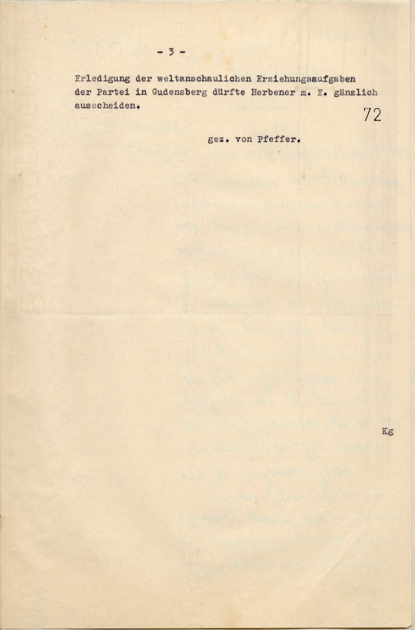 Beschwerde der Staatspolizeistelle Kassel über zunehmende Misshandlungen von jüdischen Mitbürgern in Gudensberg durch den Ortsgruppenleiter Herbener, Kassel, den 10. Oktober 1935.