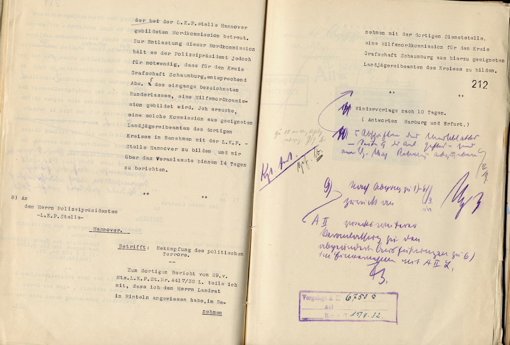 Bildung von Hilfsmordkommissionen zur Bekämpfung des politischen Terrors, Kassel, den 3. September 1932.