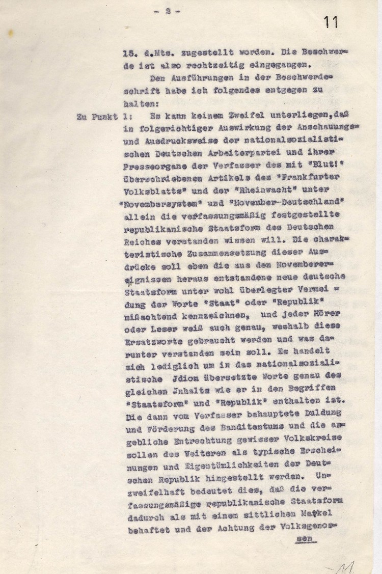 Der Oberpräsident Kassel an den Preußischen Minister des Inneren, Berlin: Entgegnung auf die Beschwerdeschrift des Verlegers Habicht vom 22.12.1930
