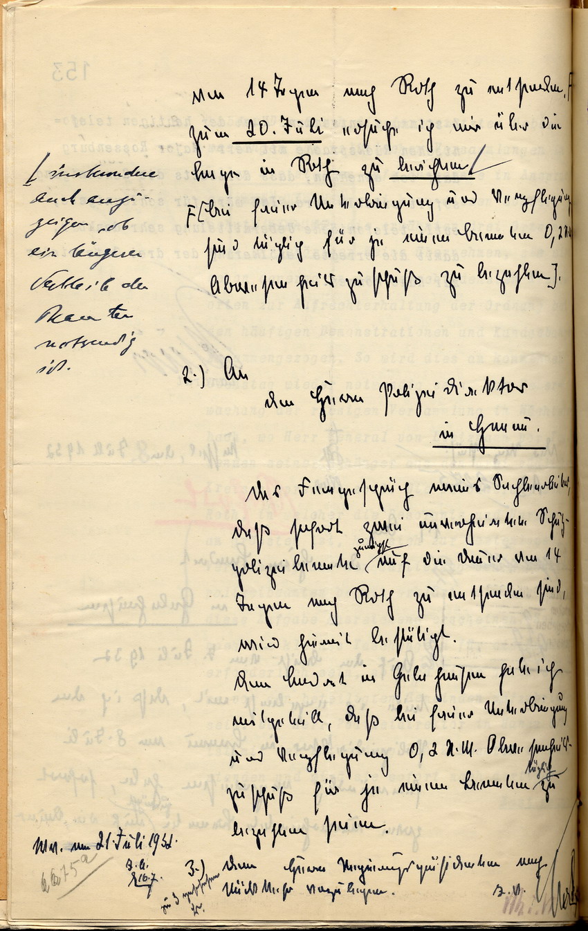 Anforderung des Landrates von zusätzlichen Schutzpolizisten nach Zusammenstößen zwischen Nationalsozialisten und Kommunisten in Roth, Gelnhausen, den 7. Juli 1932.