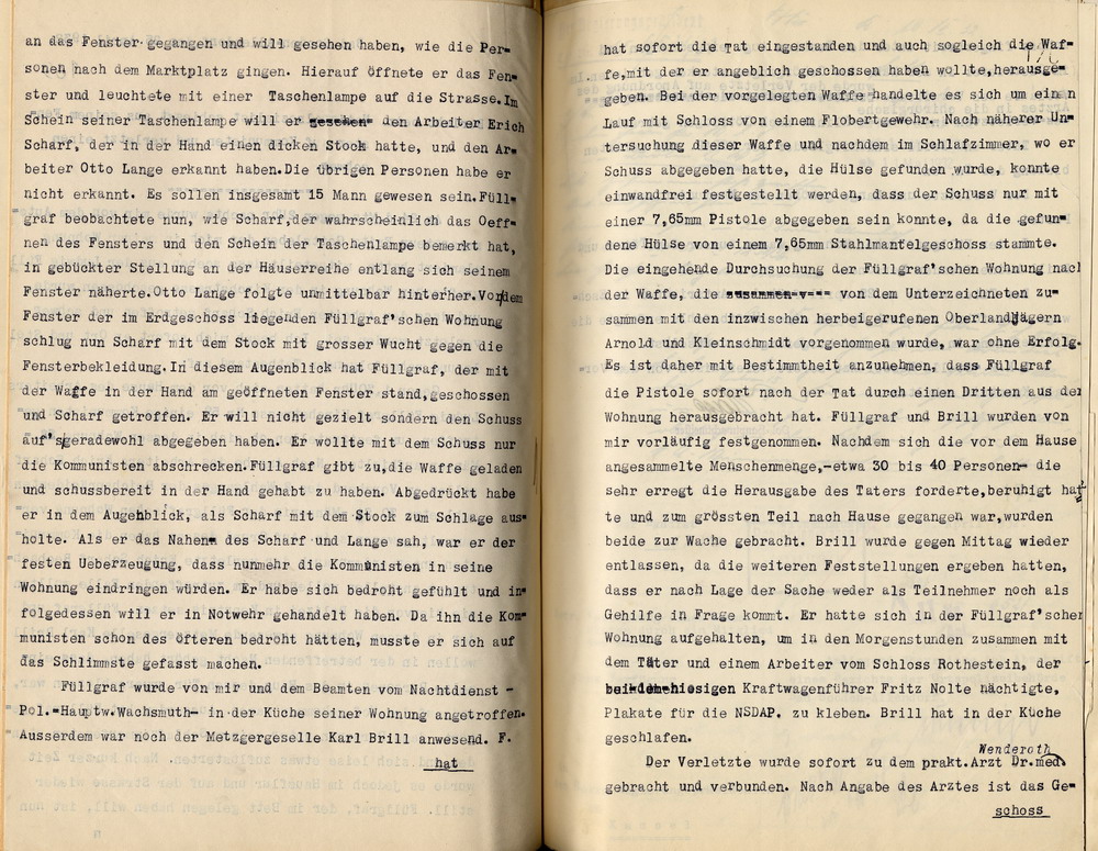 Bericht der Polizei über einen Zwischenfall zwischen Nationalsozialisten und Kommunisten, bei dem ein Nationalsozialist auf einen Kommunisten geschossen und diesen schwer verletzt hat, Bad Sooden-Allendorf, den 25. April 1932.
