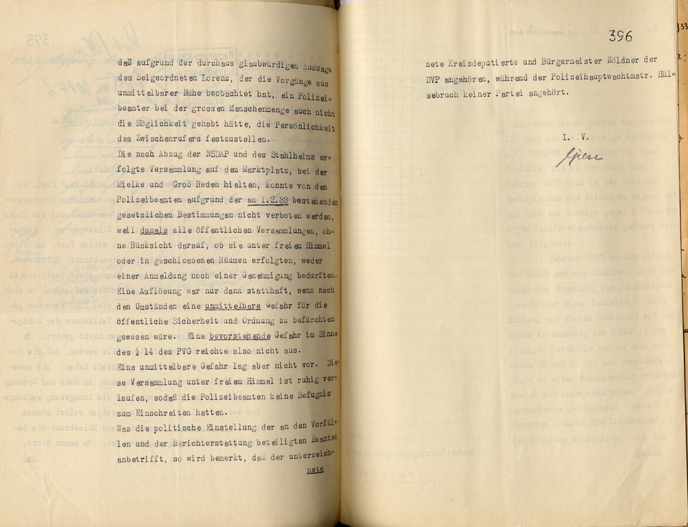 Bericht des Landrates über Ermittlungen zu politischen Auseinandersetzungen im Rahmen einer Kundgebung am 1. Februar 1933, Bad Wildungen, den 10. März 1933.