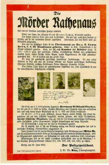 Morde und Mordversuche an bekannten Politikern 1919-1922: