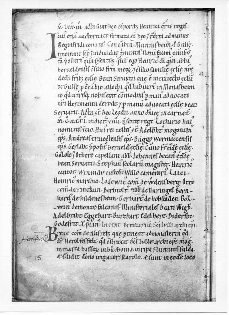 Kopialbuch des Klosters Hersfeld mit Güterverzeichnis aus Anfang des 9. Jahrhunderts, das sog. Breviarium Sancti Lulli, neu gebunden im 15. Jahrhundert