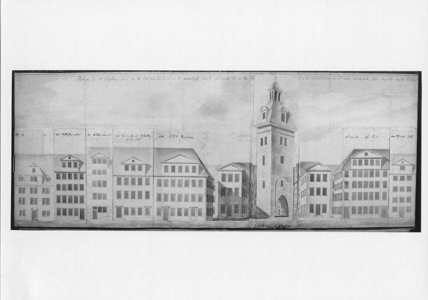 Entwurfszeichnung von Baumeister Simon Louis du Ry zur Neugestaltung der Häuser an der Bremer Straße in Kassel, 10. Februar 1776