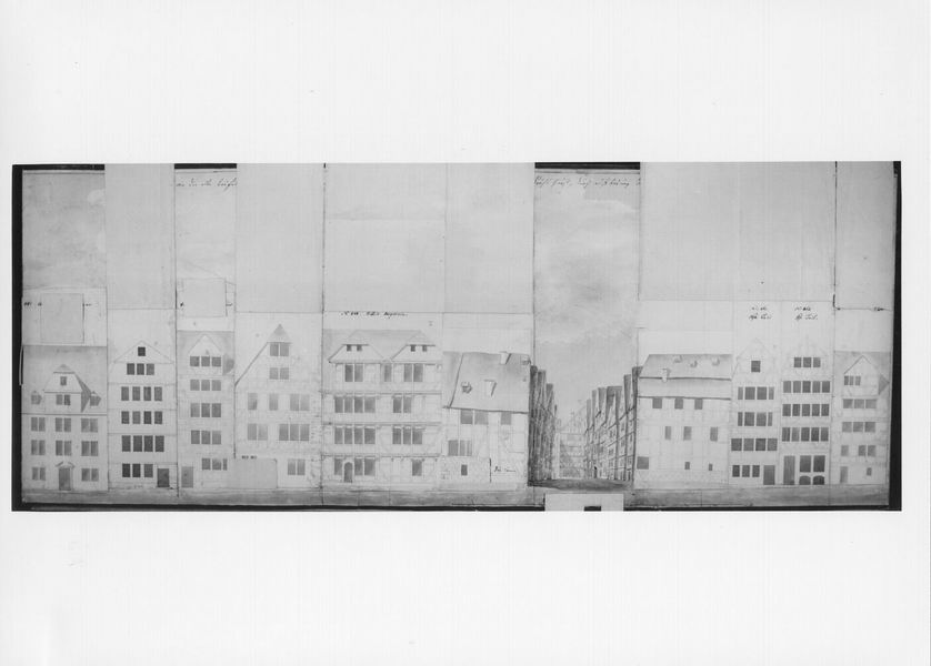 Entwurfszeichnung von Baumeister Simon Louis du Ry zur Neugestaltung der Häuser an der Bremer Straße in Kassel, 10. Februar 1776