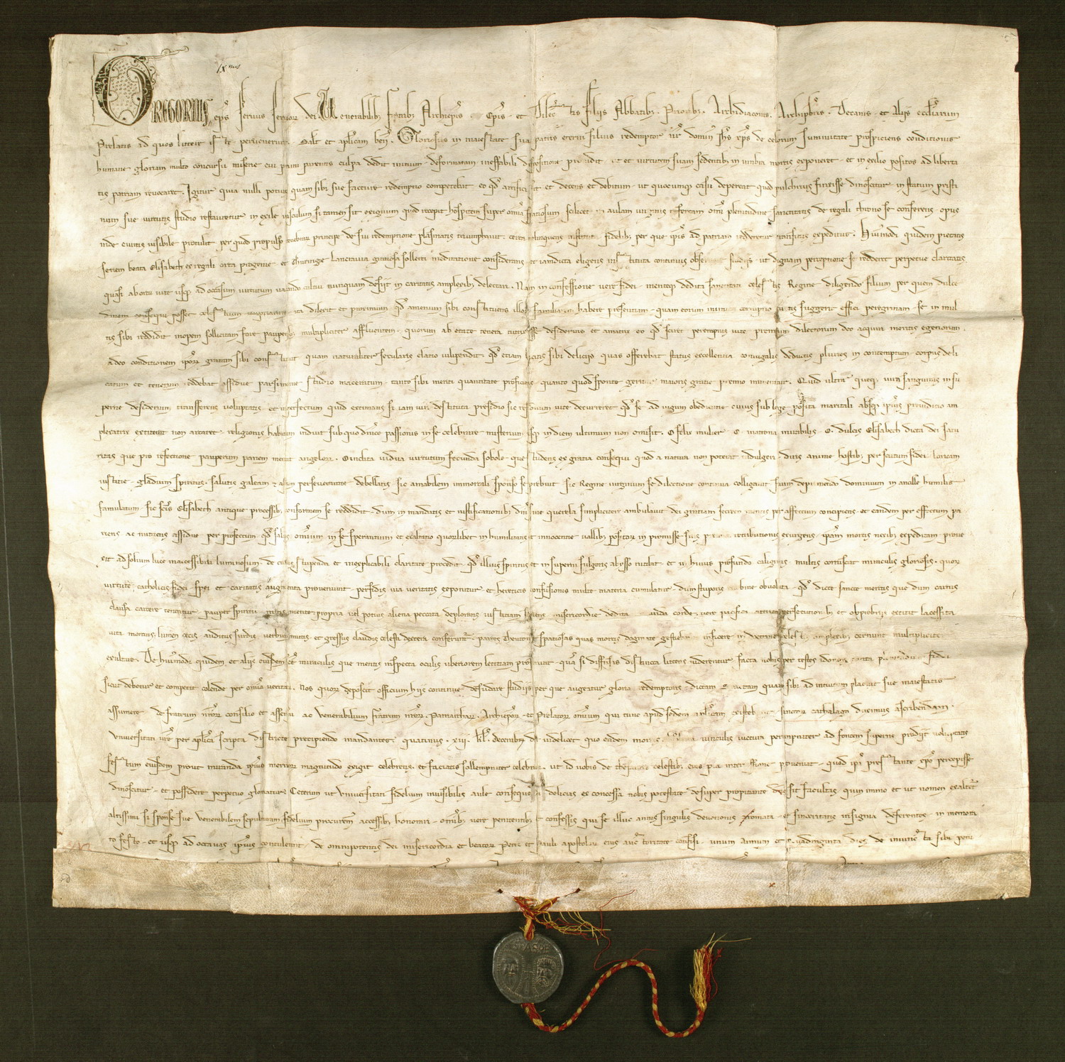 Urkunde, Papst Gregor IX., Heiligsprechung der Hl. Elisabeth von Thüringen, 1235 Juni 04