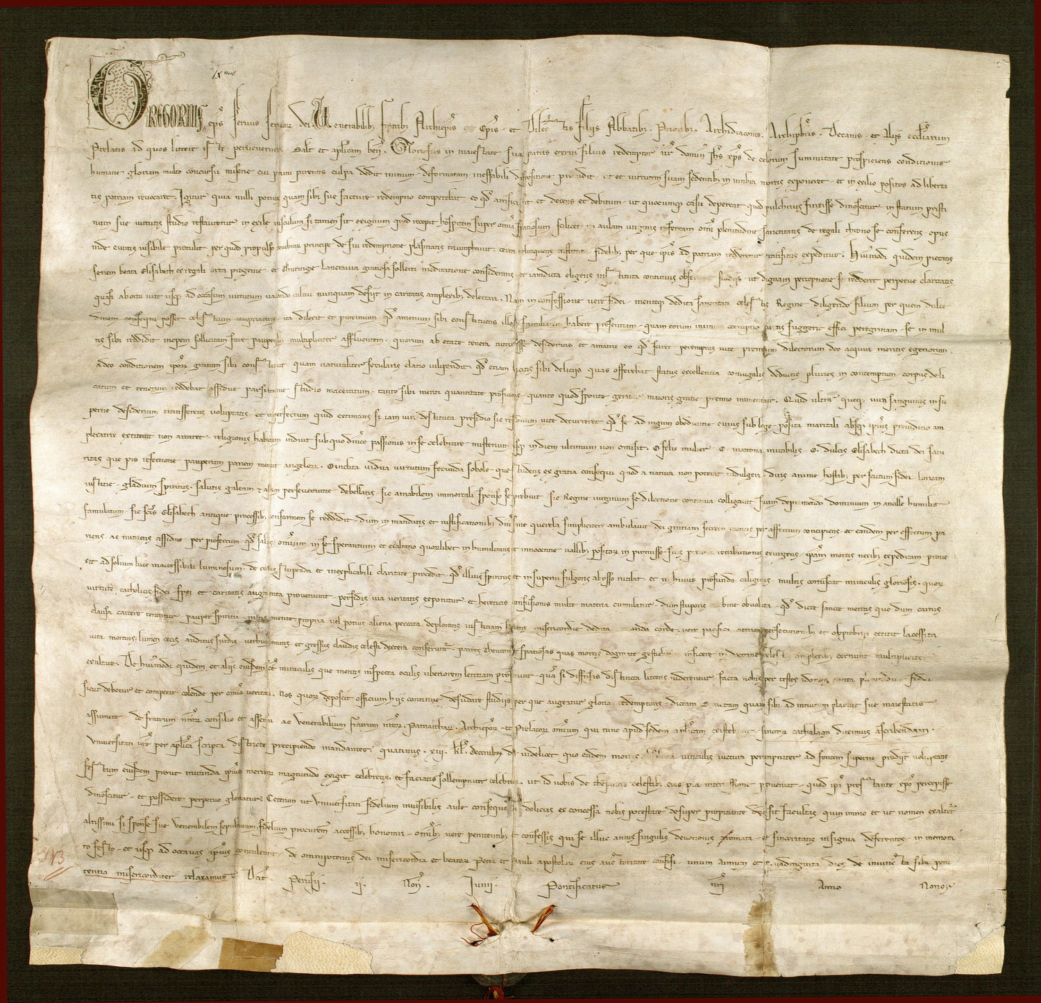 Urkunde, Papst Gregor IX., Heiligsprechung der Hl. Elisabeth von Thüringen, 1235 Juni 04