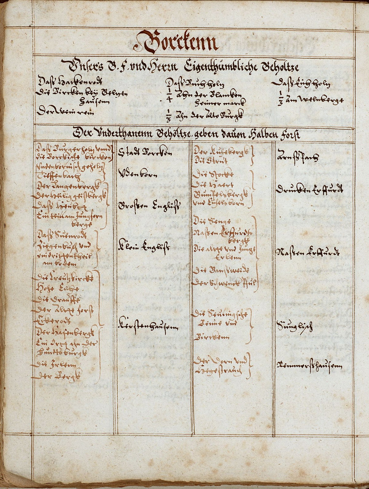 Waldbuch des Niederfürstentums Hessen von Jakob Heppe mit einem Verzeichnis der zu den einzelnen Forsten gehörenden Gehölze und ihrer Besitzer, 1607