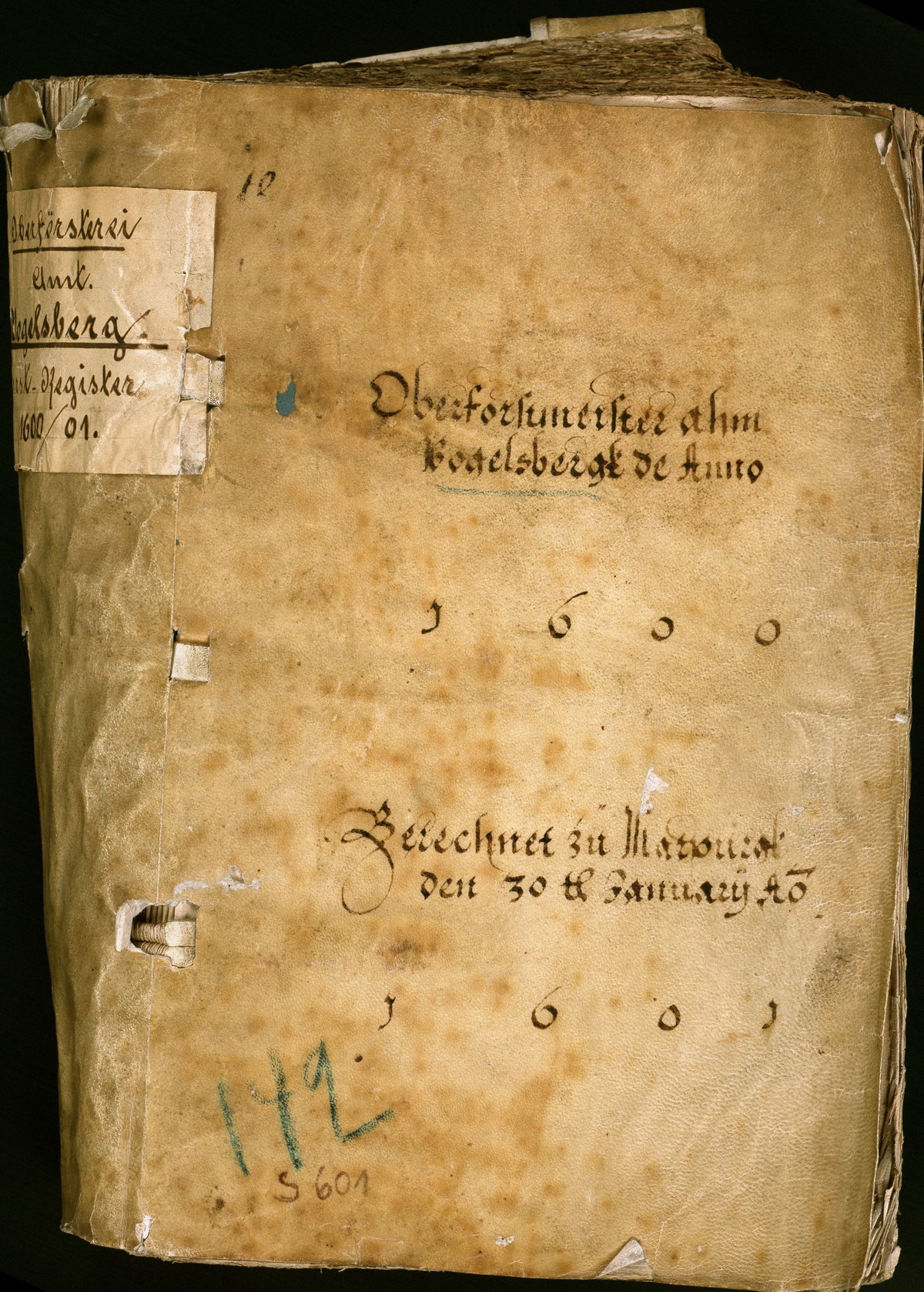 Forstregister Landgraf Ludwigs IV. von Hessen-Marburg über alle Einnahmen und Ausgaben des Oberforstmeisters am Vogelsberg, 1600-1601