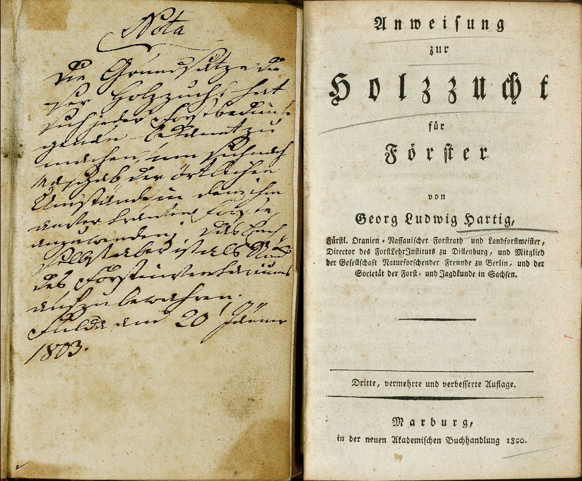 Veröffentlichungen zur Holzzucht und Forstbetriebseinrichtung, 1755 - 1843