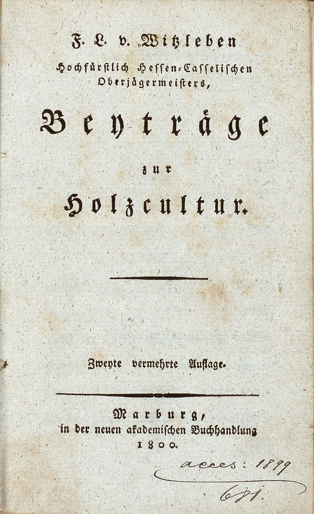 Veröffentlichungen zur Holzzucht und Forstbetriebseinrichtung, 1755 - 1843
