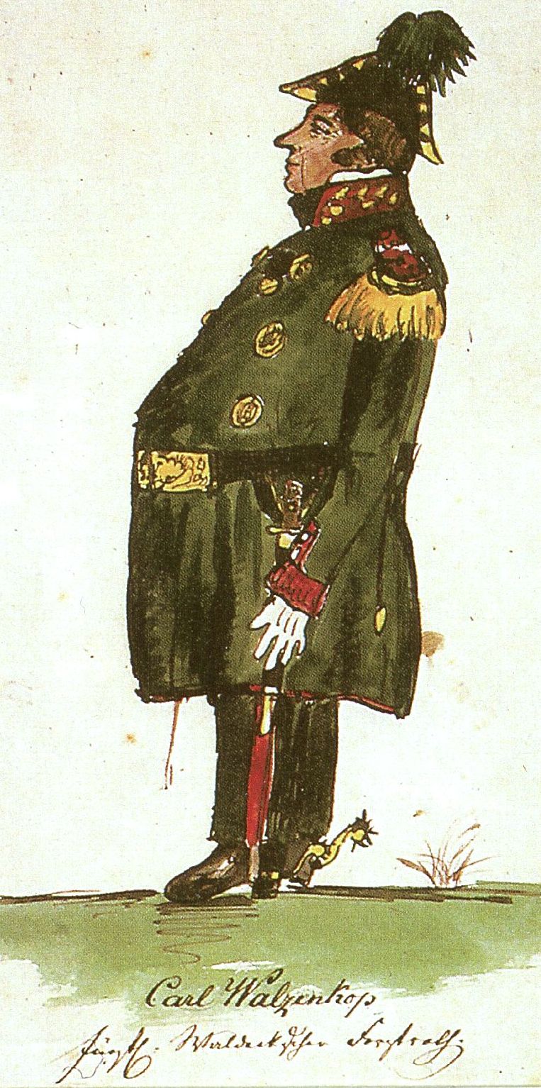 Selbstkarikatur des Malers Carl Waldeck als Fürstlich Waldeckischer Forstrat