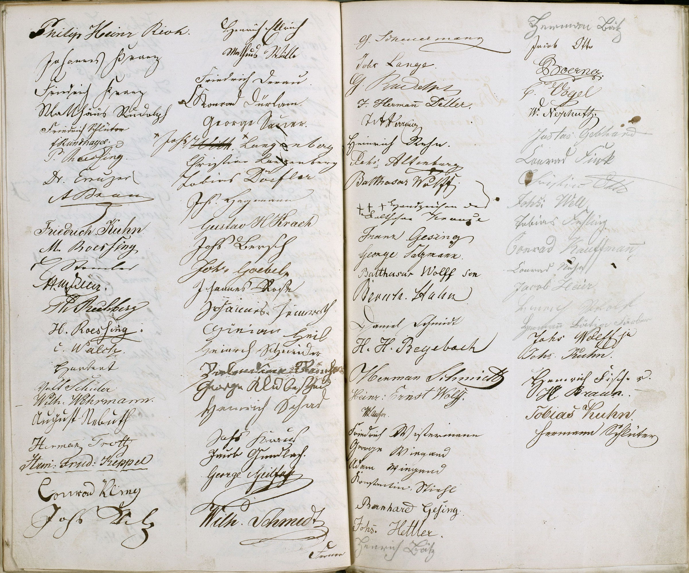 Unterschriften von Einwohnern der Stadt Hersfeld unter ein Gesuch an das kurhessische Finanzministerium, 06.01.1849