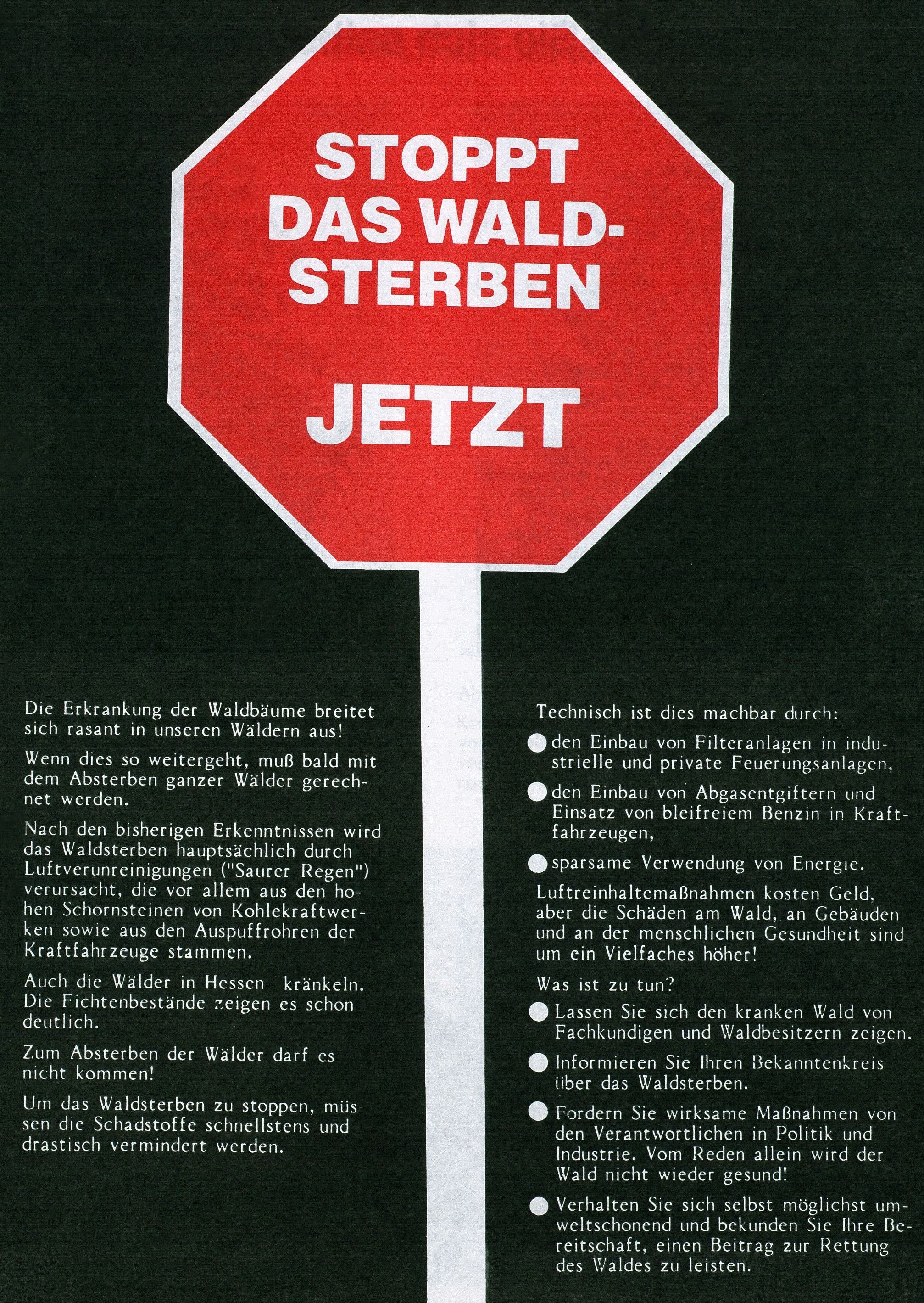 Flugblatt zum Waldsterben