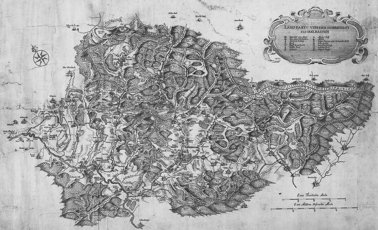 Blatt 20 (Schmalkalden) der hessischen Landesaufnahme von Johann Georg Schleenstein,  1705-1710