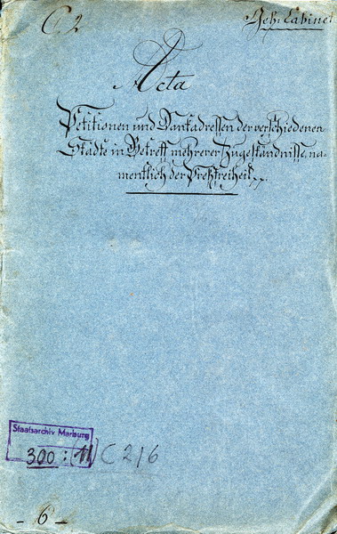 Amtlicher Druck über die Feierlichkeiten zur Erhebung Landgraf Wilhelms IX. zum Kurfürsten 1803