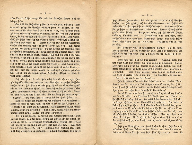 Preußische Persiflage auf den letzten Kurfürsten Friedrich Wilhelm I. 1866