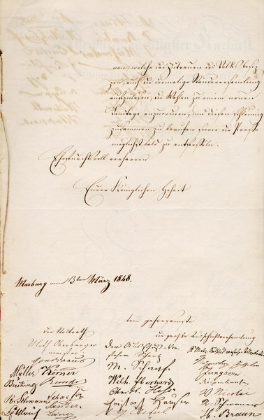Petition Marburg 13. März 1848
