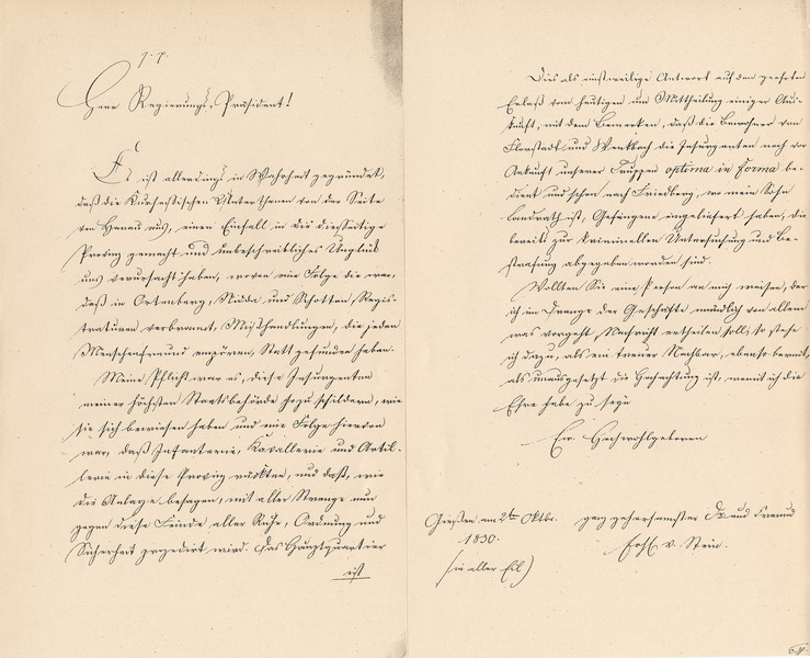 Gießener Eilberich über Unruhen im Hanauischen, 2. Oktober 1830