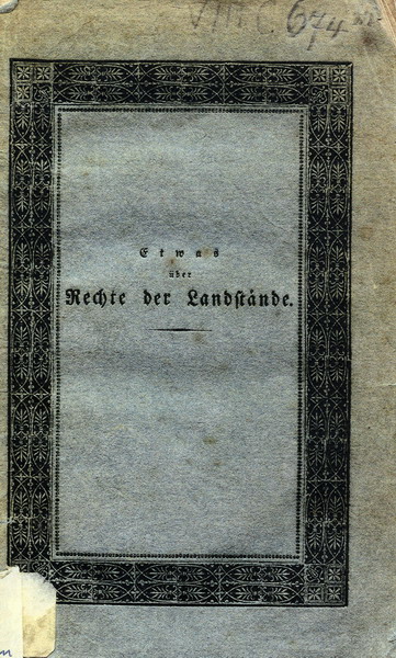 Anonymer Druck über die Rechte der Landstände, 1819