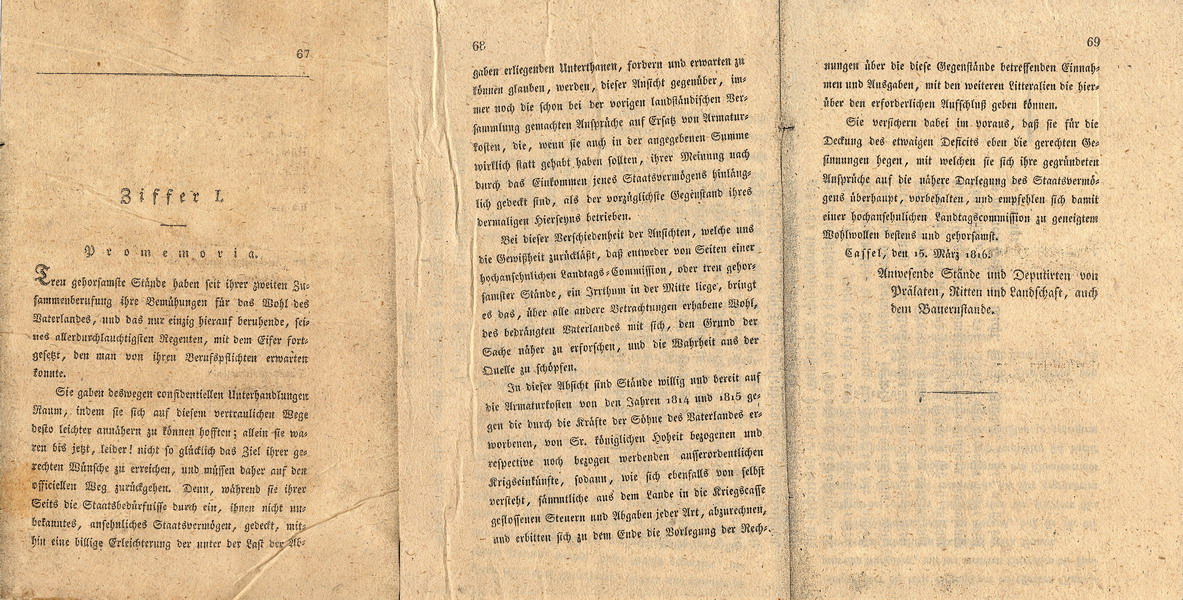 Anonymer Druck über die Rechte der Landstände, 1819