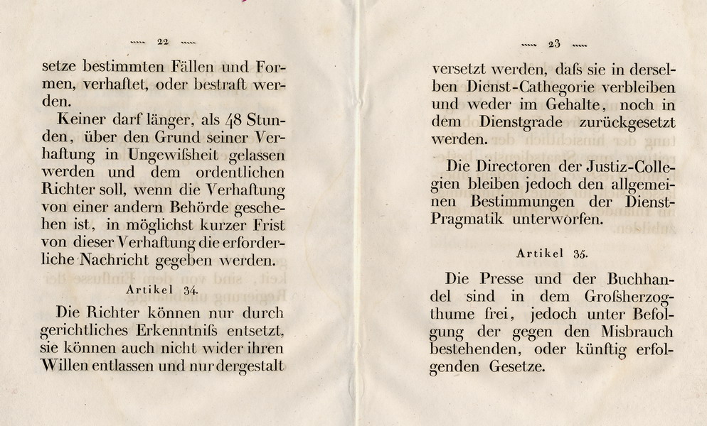 Die Verfassung des Großherzogtums Hessen, Titel 3: Von den allgemeinen rechten und Pflichten der Hessens, Art. 12 - 36, 1822