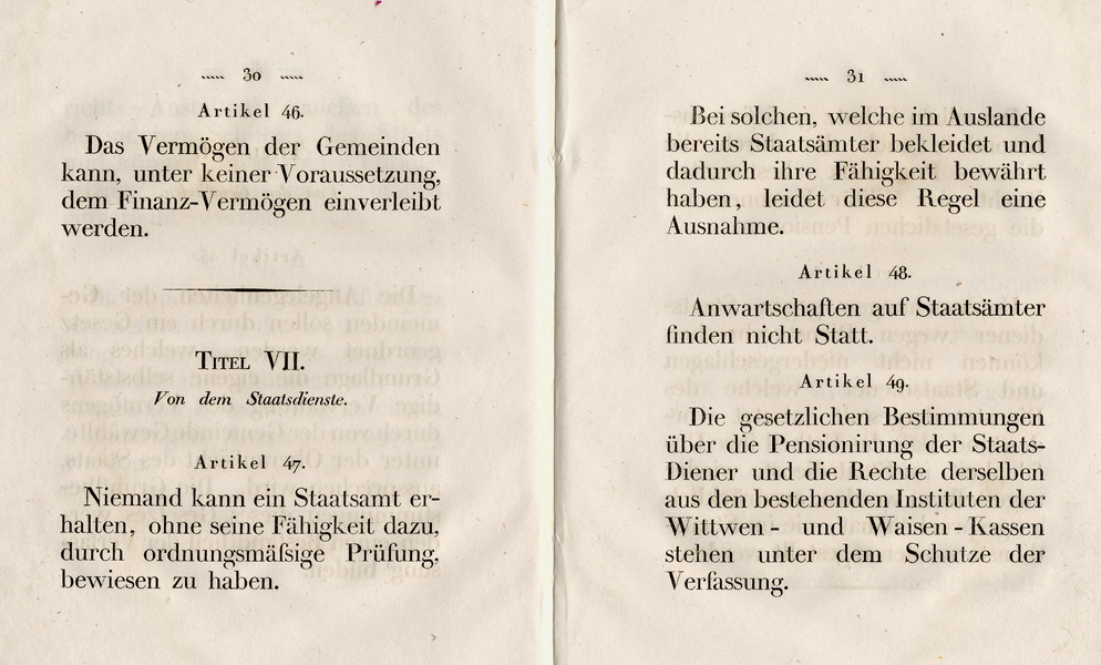 Die Verfassung des Großherzogtums Hessen, Titel 7: Von dem Staatsdienste, Art. 47 - 50,  1822