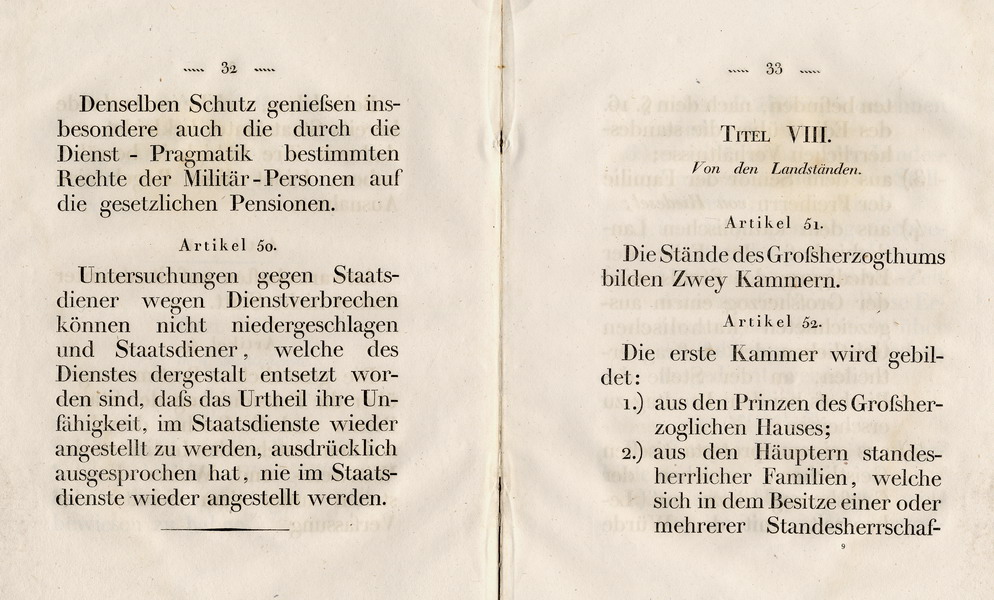 Die Verfassung des Großherzogtums Hessen, Titel 8: von den Landständen, Art. 51 - 101 , 1822