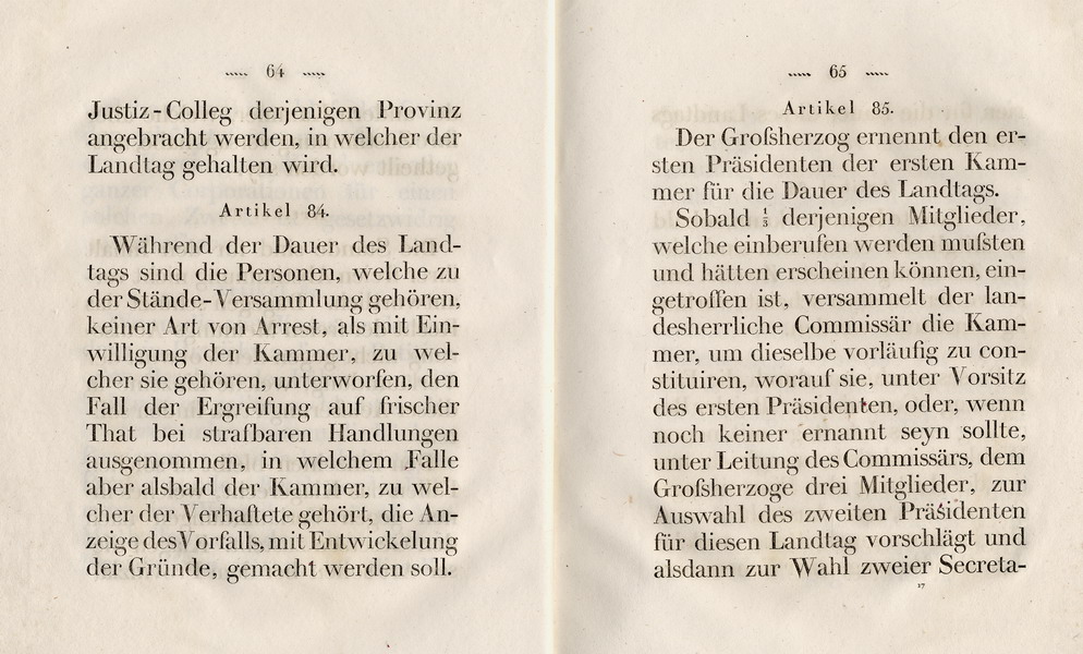 Die Verfassung des Großherzogtums Hessen, Titel 8: von den Landständen, Art. 51 - 101 , 1822