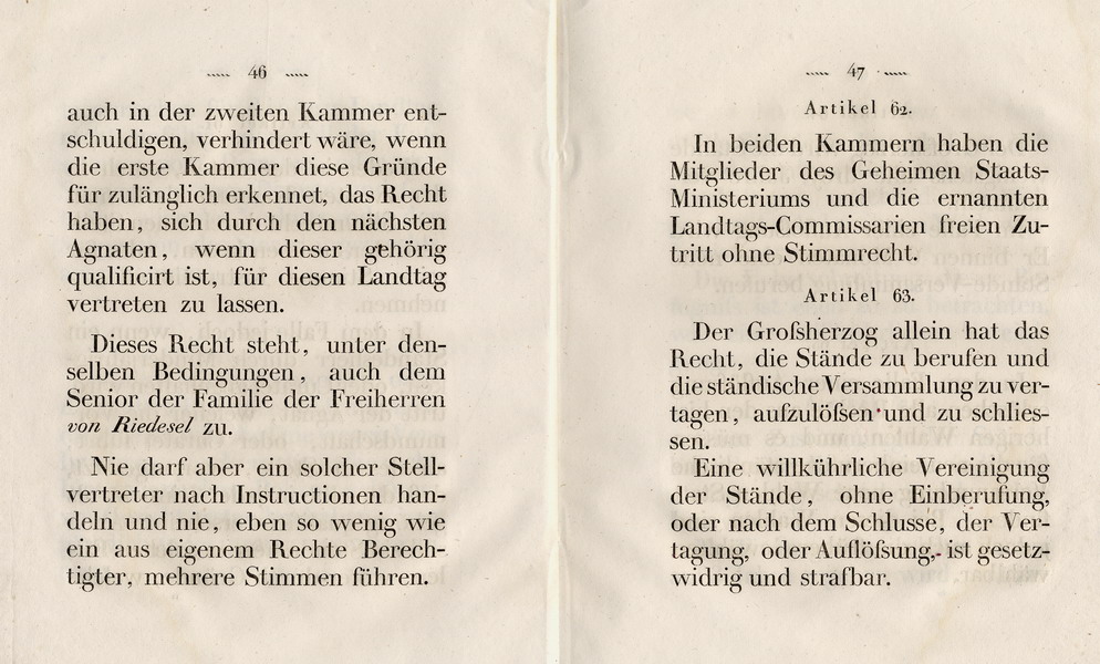 Die Verfassung des Großherzogtums Hessen, Titel 8: von den Landständen, Art. 51 - 101 , 1822