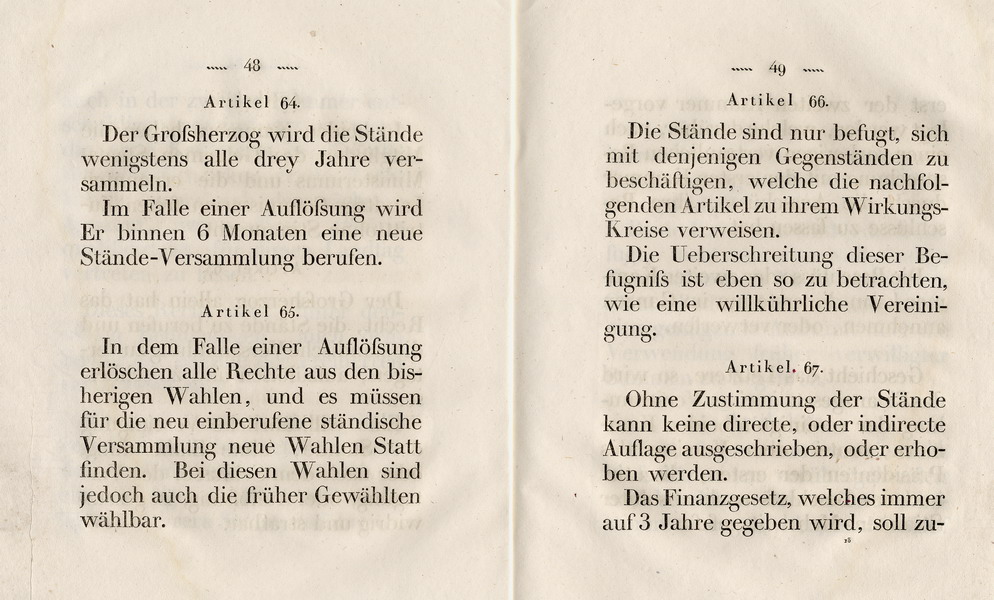 Die Verfassung des Großherzogtums Hessen, Titel 8: von den Landständen, Art. 51 - 101 , 1822