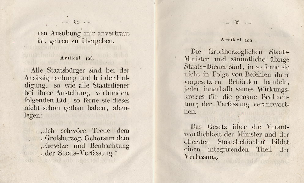 Die Verfassung des Großherzogtums Hessen, Titel 10: Von der Gewähr der Verfassungen, Art. 106 - 110, 1822