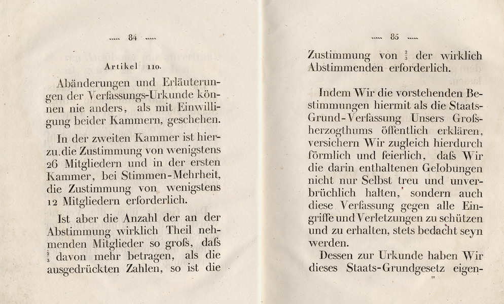 Die Verfassung des Großherzogtums Hessen, Titel 10: Von der Gewähr der Verfassungen, Art. 106 - 110, 1822