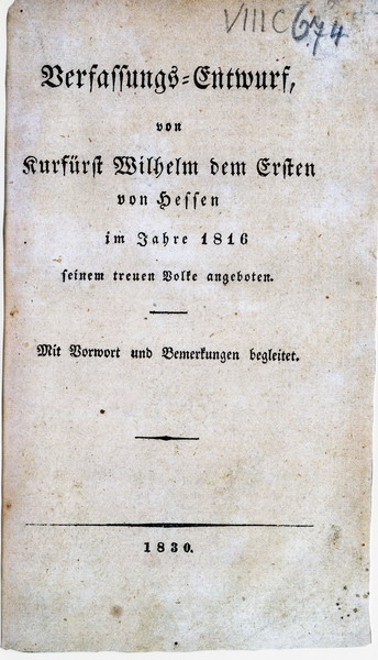 Begleitende Drucke zu den Verfassungsberatungen, 1830