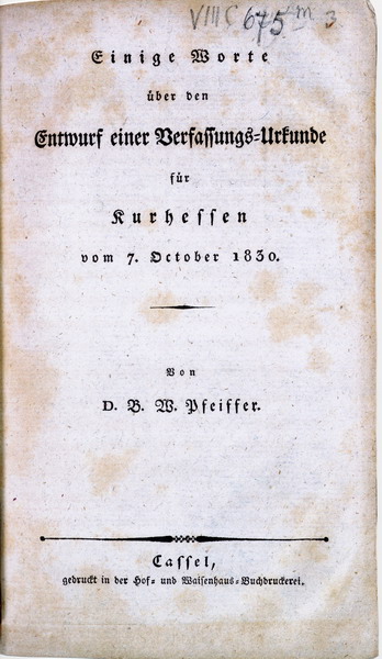Begleitende Drucke zu den Verfassungsberatungen, 1830