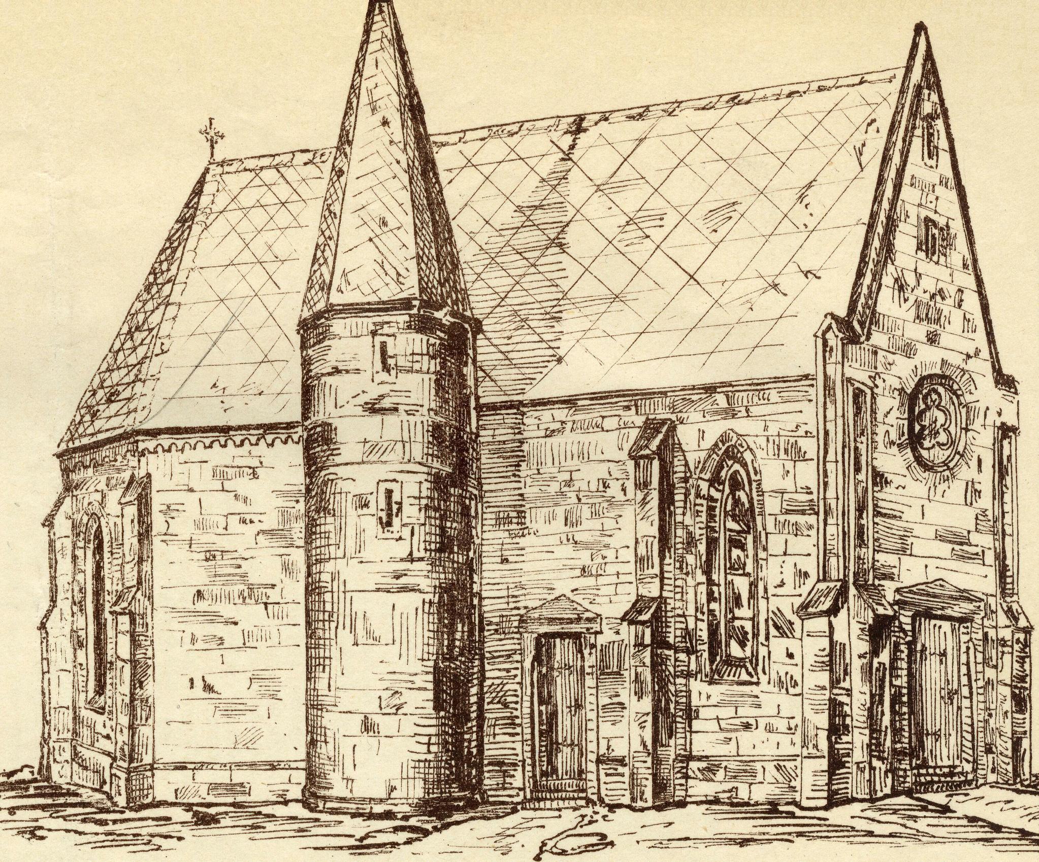 Auf- und Grundriß der Konrad-Kapelle auf Hof Capelle bei Beltershausen (um 1250)