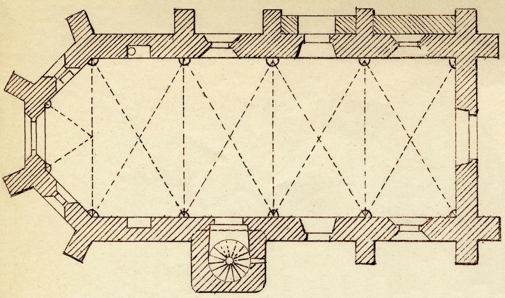 Auf- und Grundriß der Konrad-Kapelle auf Hof Capelle bei Beltershausen (um 1250)