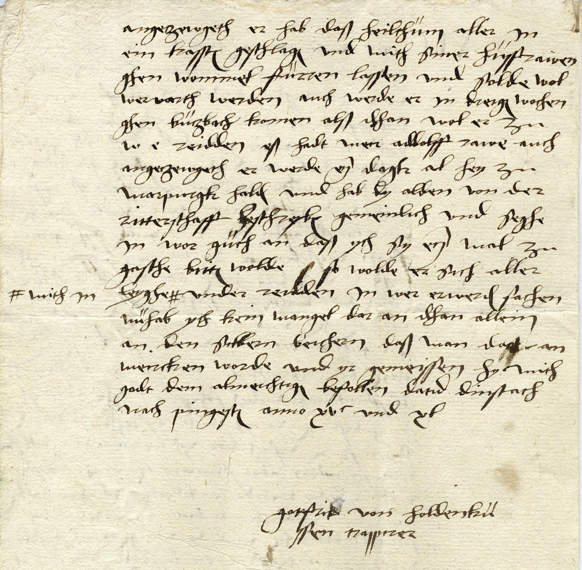Bericht des Deutschordensbeamten Gottfired v. Holdinghausen  an Wolfgang Schutzbar gen. Milchling, Landkomtur des Deutschen Ordens zu Marburg,  18. Mai 1539