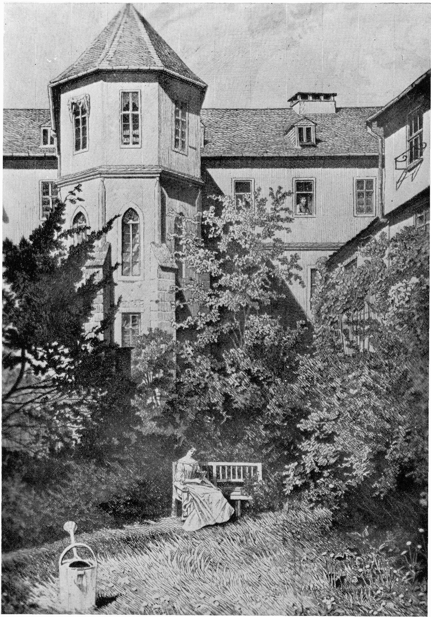 Zeichnung des ehemaligen Elisabeth-Hospitals und der Hospitalskirche, 1888