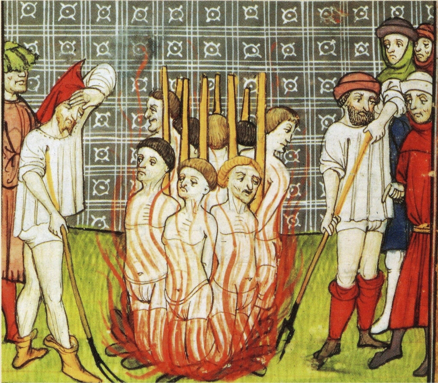 Miniatur: Hinrichtung von Ketzern, 14. Jahrhundert