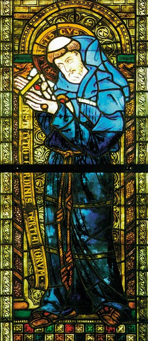 Glasmalerei: Der Heilige Franz von Assisi mit den Stigmata Christi, um 1250