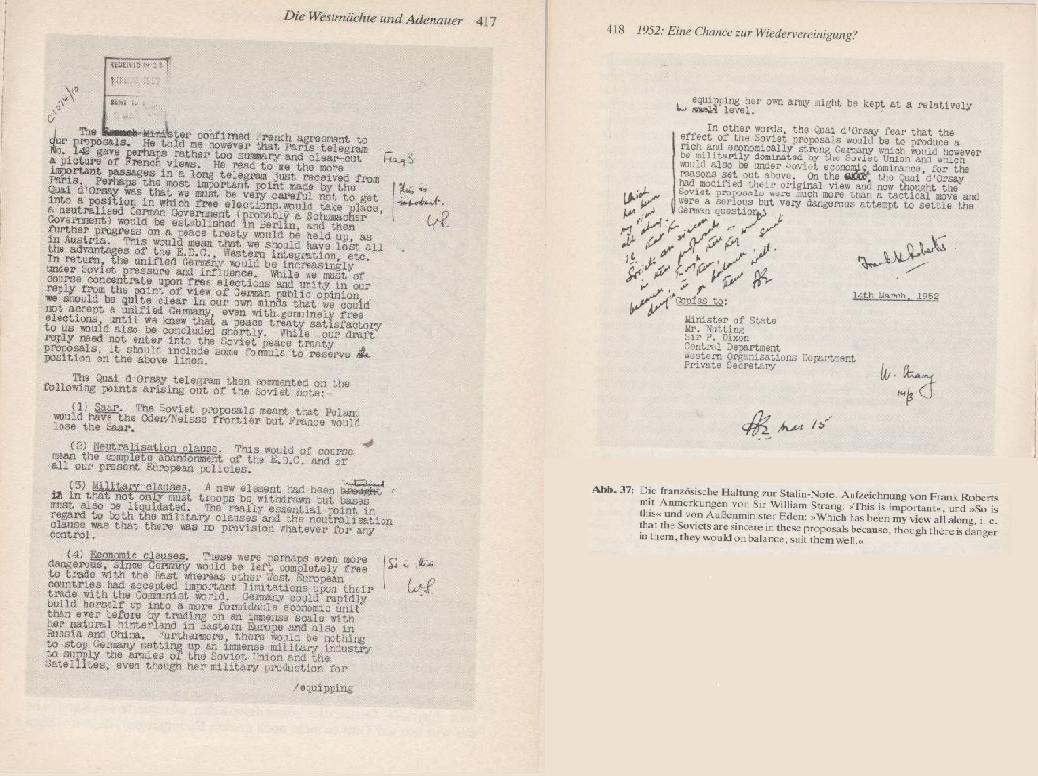 Die französische Haltung zur Stalin-Note; Aufzeichnung des stellvertretenden Unterstaatssekretärs im Londoner Foreign Office, Frank Roberts, über ein Gespräch mit dem französischen Gesandten de Crouy-Chanel, 14. März 1952.