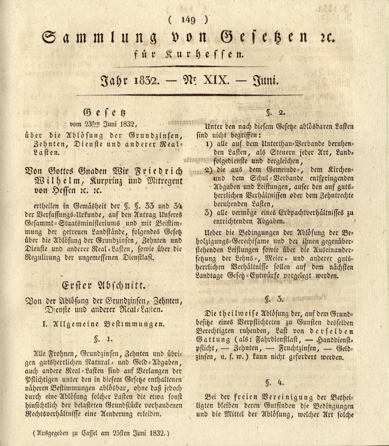 Sammlung von Ausführungsgesetzen zur Verfassung, insbesondere des Wahlgesetzes vom Februar 1831 (Band aus der Kurfürstlichen Bibliothek)