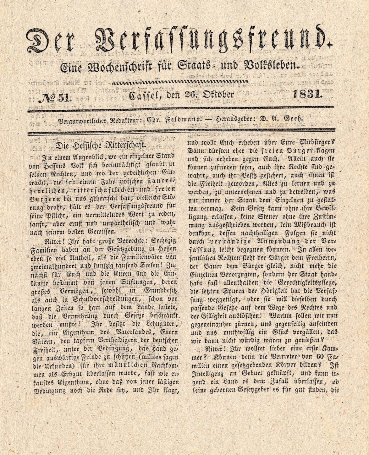 Verfassungsfreund, No. 51, 26. Oktober 1831